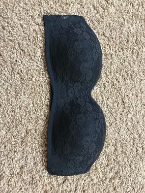 PINK Victoria's Secret Black Lace Strapless Bandeau